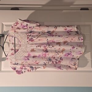 Liz Claiborne Pink and Purple Floral Blouse